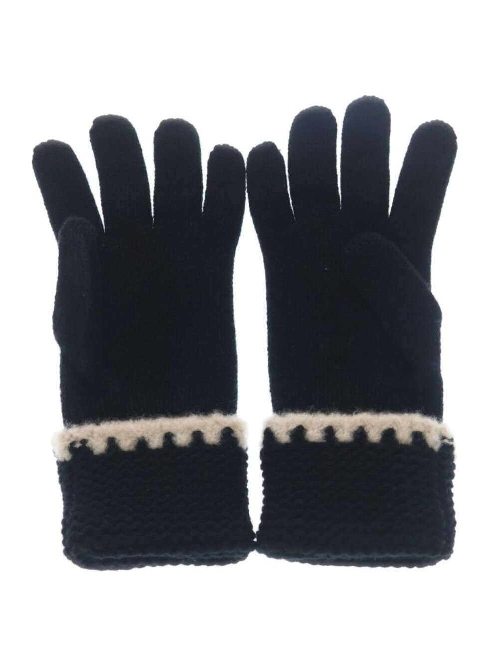 Chanel CC Logo Cashmere Knit Gloves Black - Picture 2 of 6